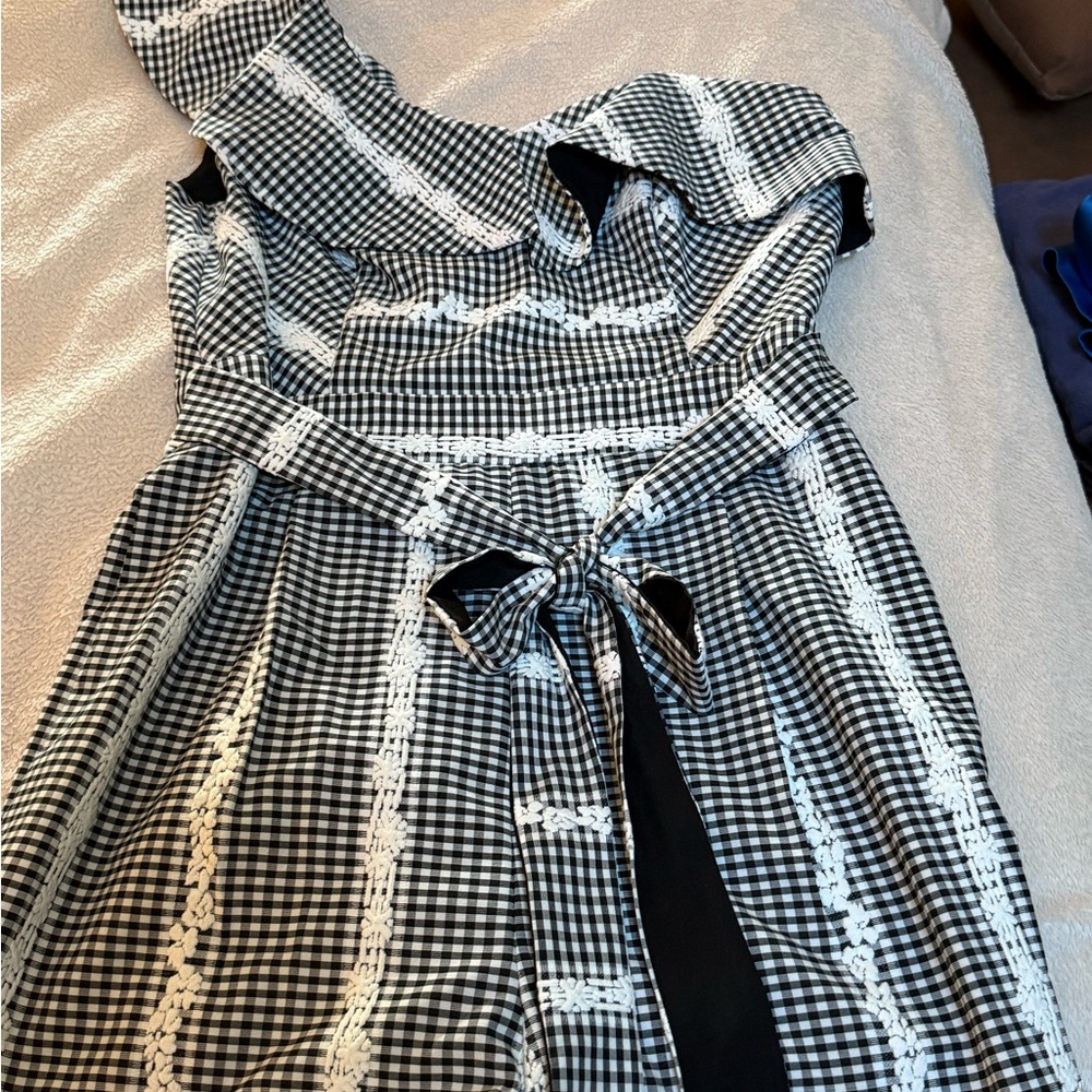 Adelyn Rae Black and White Gingham Jumpsuit